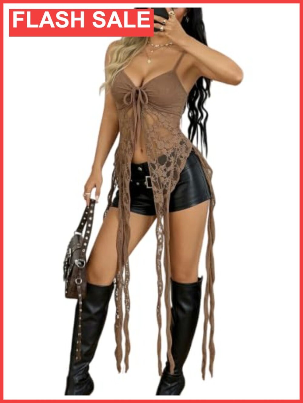 Avidlove Lace Babydoll Open Front Asymmetrical Chemise Lingerie